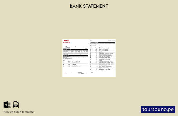 listo para imprimir plantilla de páginas de Word de extracto bancario de BECU de